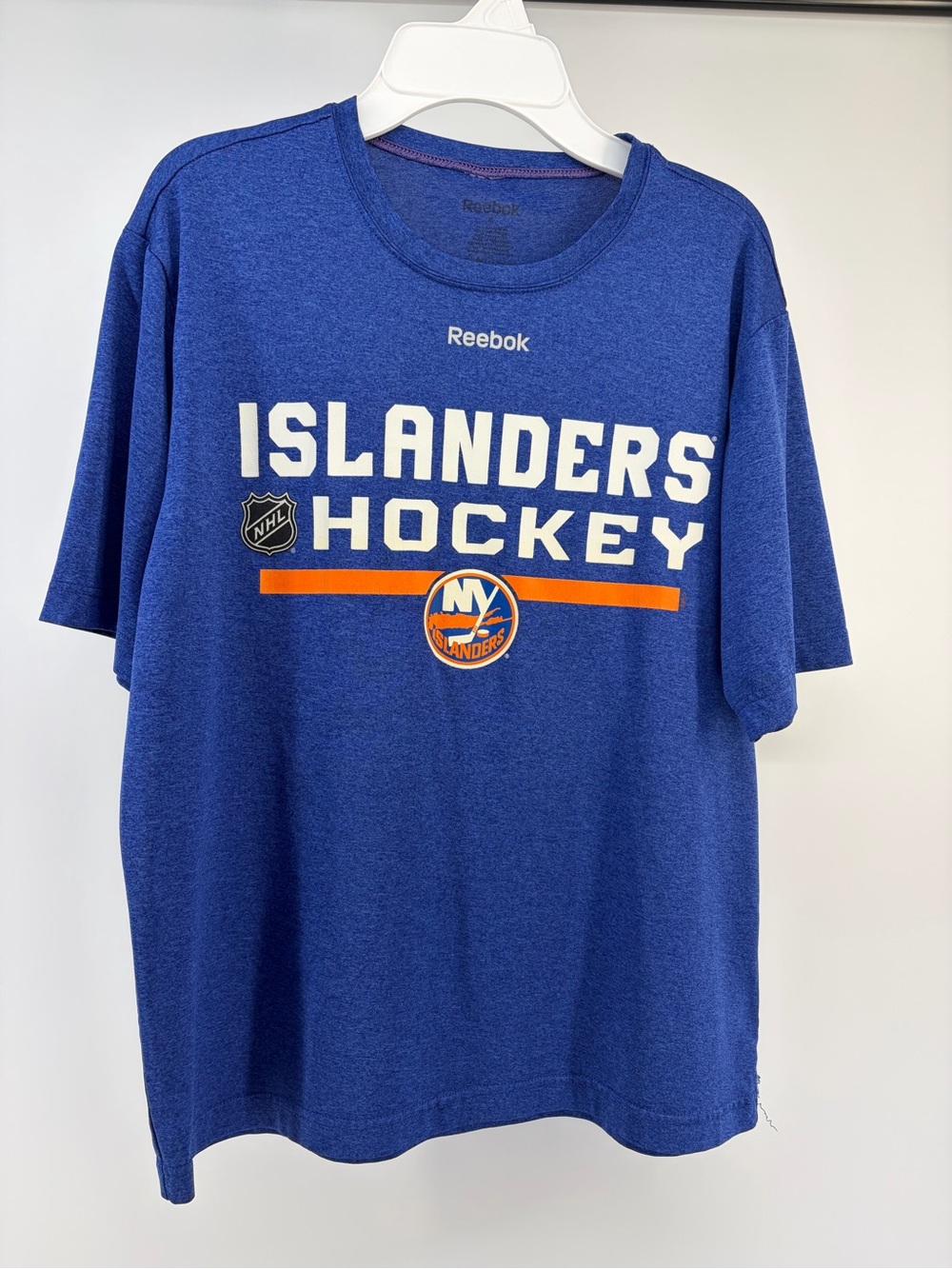 Reebok Royal Blue Islanders Hockey Tee with Orange & White Accents